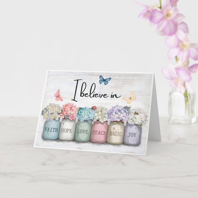 Inspiration “Jag tror på” Tro Hopp Kärlek Blommor Kort (Orkide)