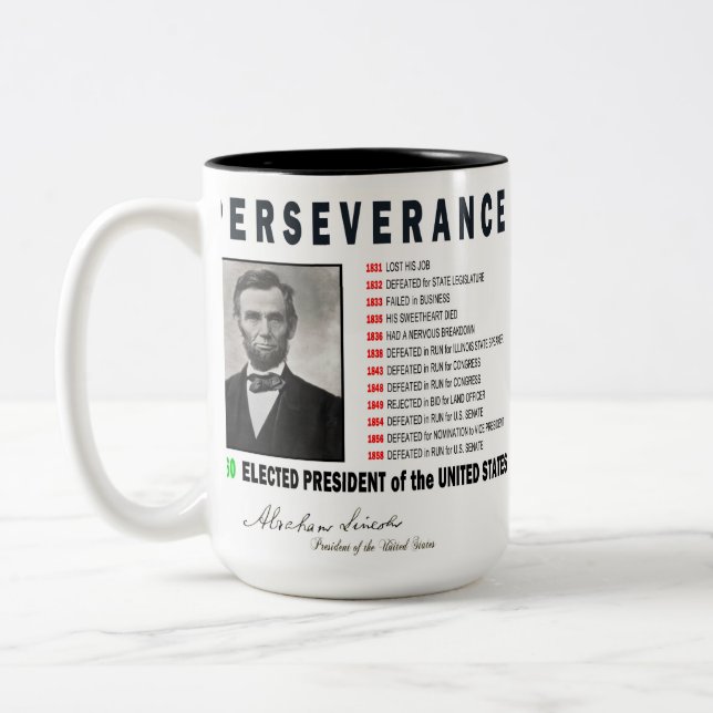 INSPIRATIONAL ABRAHAM LINCOLN Två-Tonad MUGG (Vänster)