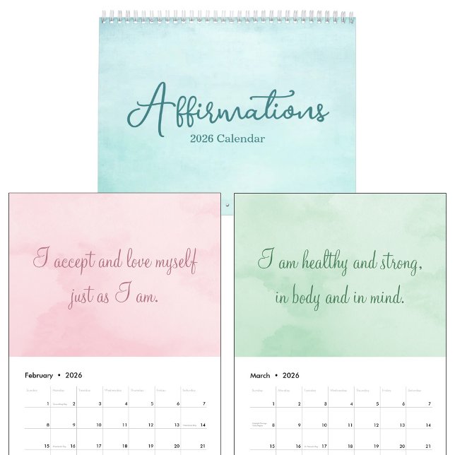 Inspirational Affirmations Quotes Watercolor 2026 Kalender (Skapare uppladdad)