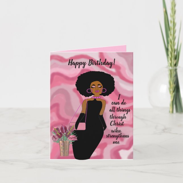 Inspirational African American Woman Birthday Kort (Framsida)