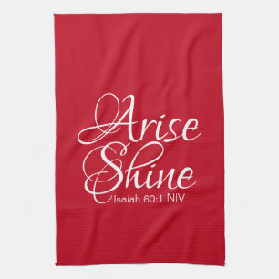 Inspirational Arise och Shine Faith jul Red Kökshandduk