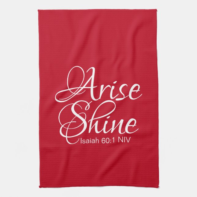 Inspirational Arise och Shine Faith jul Red Kökshandduk (Vertikal)