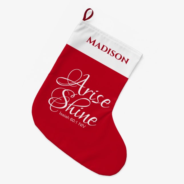 Inspirational Arise och Shine Faith Red Stor Julstrumpa (Framsidan (Hängande))