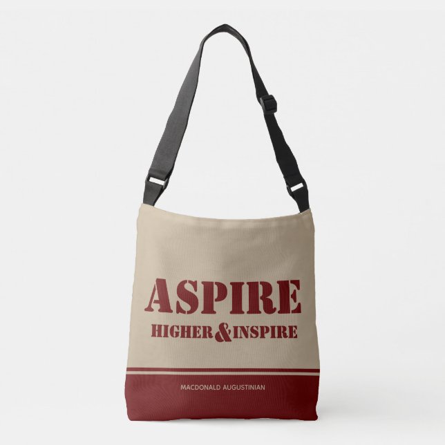 Inspirational ASPIRE HIGHER INSPIRE Burgundy Khaki Axelväska (Framsida)
