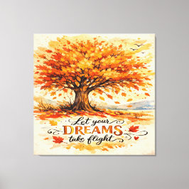 Inspirational Autumn Watercolor Tree Canvastryck
