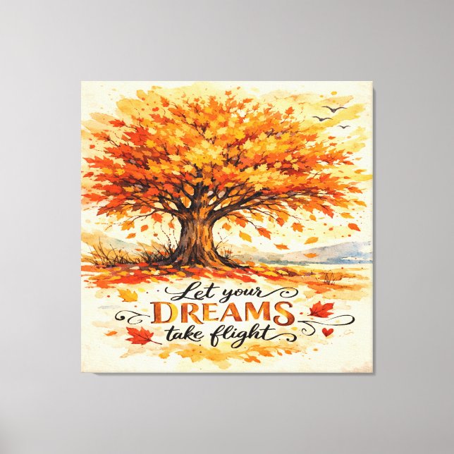 Inspirational Autumn Watercolor Tree Canvastryck (Framsida)