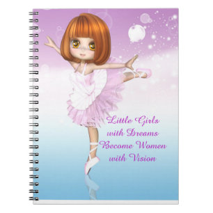 Inspirational Ballerina Little Girls Dream Quote Anteckningsbok