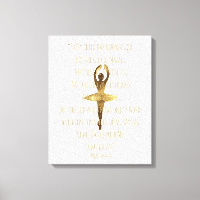 Inspirational Ballerina Quote Guld Ballet Dancer Canvastryck (Framsida)