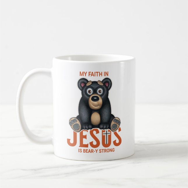 Inspirational Bear Jesus Christian Faith Kaffemugg (Vänster)
