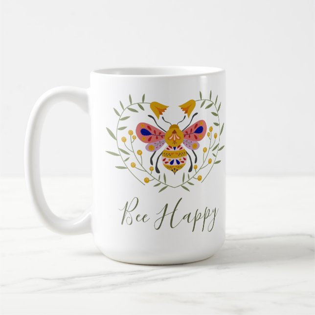 Inspirational Bee Lycklig Kaffemugg (Vänster)