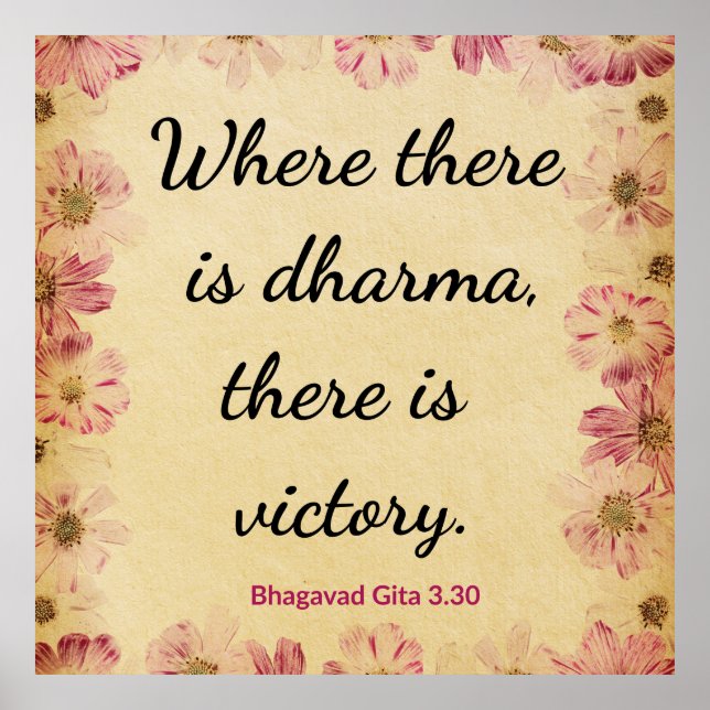 Inspirational Beige Pink Gita Dharma Victory  Poster (Framsidan)