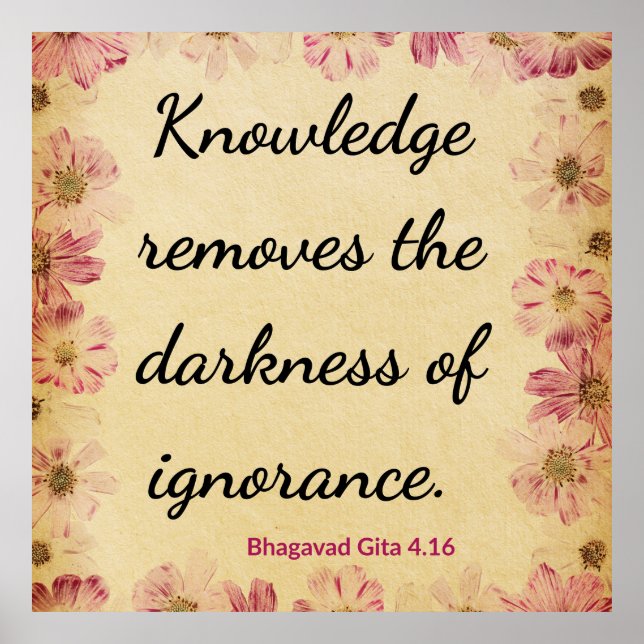 Inspirational Beige Pink Gita Knowledge Quote Art  Poster (Framsidan)