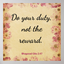 Inspirational Beige Pink Gita Quote Art Print Poster