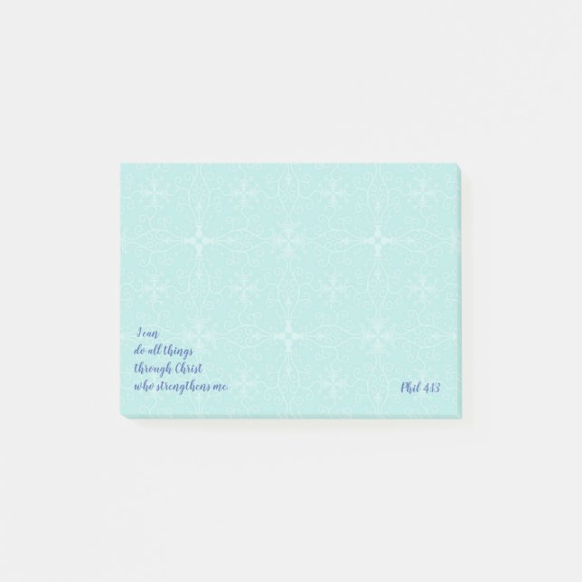 Inspirational Bible Scripture Quotes Phil 4:13 Post-it Block (Framsida)