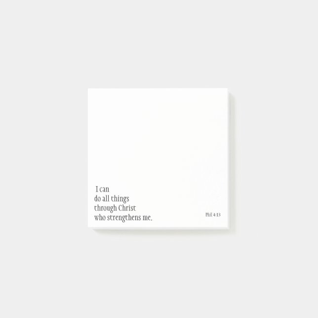Inspirational Bible Scripture Quotes Phil 4:13 Post-it Block (Framsida)