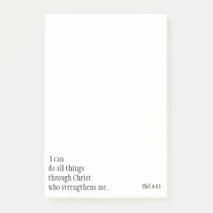 Inspirational Bible Scripture Quotes Phil 4:13 Post-it Block