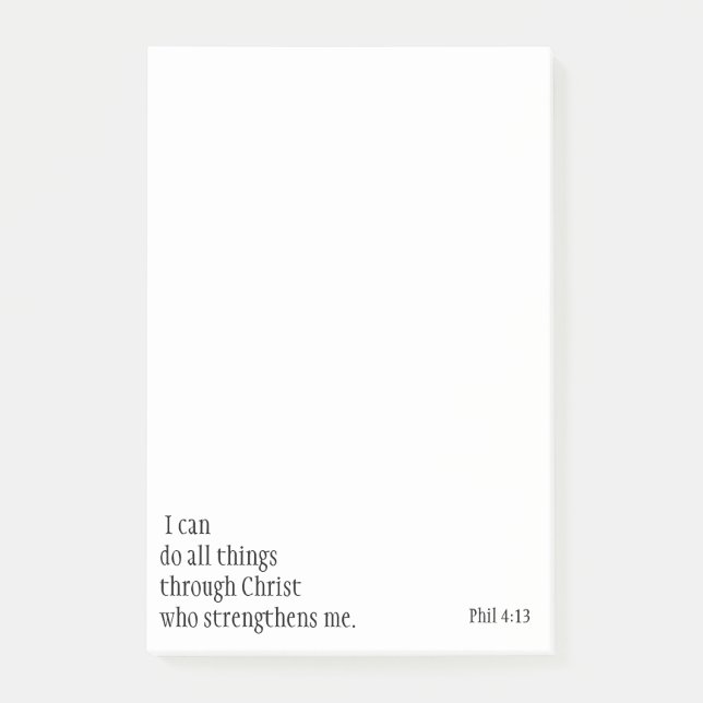 Inspirational Bible Scripture Quotes Phil 4:13 Post-it Block (Framsida)