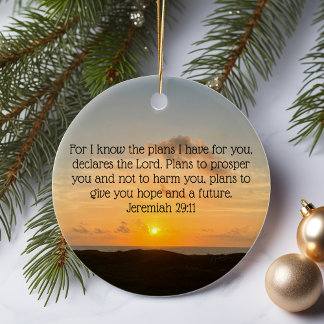 Inspirational Bible Verse Jeremiah 29:11 Soluppgån Julgransprydnad Keramik