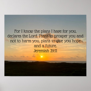 Inspirational Bible Verse Jeremiah 29:11 Soluppgån Poster