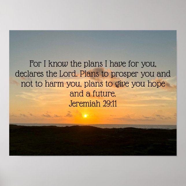 Inspirational Bible Verse Jeremiah 29:11 Soluppgån Poster (Framsidan)