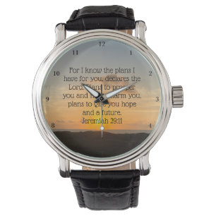 Inspirational Bible Verse Jeremiah 29:11 Sunset Armbandsur