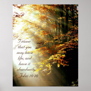 Inspirational Bible Verse John 10 10 Höst löv Poster