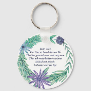 Inspirational Bible Verse John 3:16 Cute Christian Nyckelring