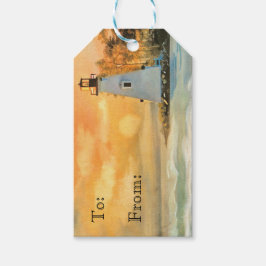 Inspirational Bible Verse Lighthouse Sunset Presentetikett