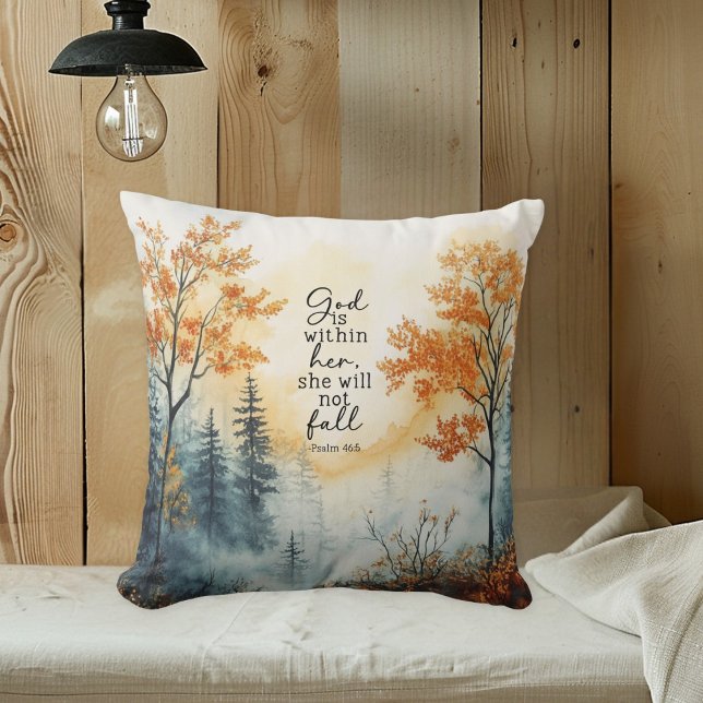 Inspirational Bible Verse Psalm 46:5 Autumn Pillow Kudde (Skapare uppladdad)