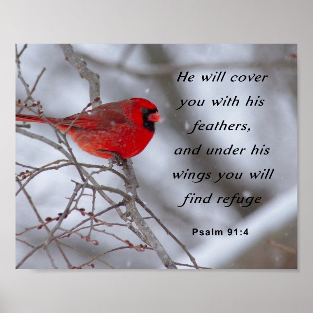 Inspirational Bible Verse, Psalm 91:4 Poster (Framsidan)