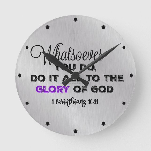 Inspirational Bible Verse Rund Klocka (Framsida)