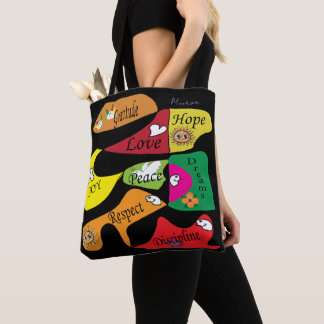 Inspirational Black Tote: Peace Joy Discipline Tygkasse