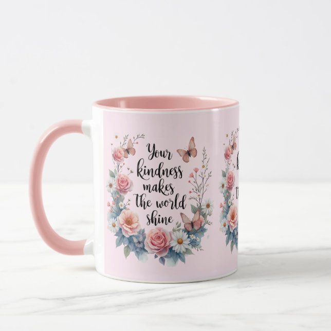 Inspirational Blommigt Quote med Butterflies Mugg (Vänster)