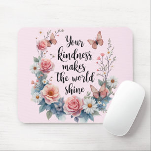 Inspirational Blommigt Quote med Butterflies Musmatta
