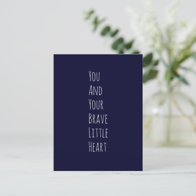 Inspirational Brave Little Heart Text Quote  Vykort (Stående Fram)