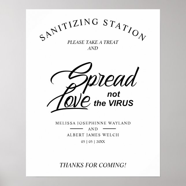 Inspirational Bröllop Sanitizing Hand Gel Station Poster (Framsidan)