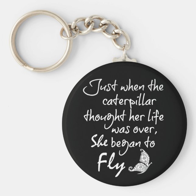 Inspirational Butterfly Quote Nyckelring (Framsidan)