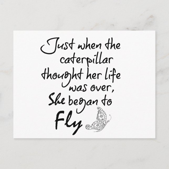 Inspirational Butterfly Quote Vykort (Framsida)
