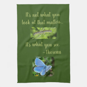 Inspirational Butterfly Thoreau-citat Kökshandduk