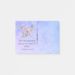 Inspirational Cherokee Proverb med Tomahawk Post-it Block