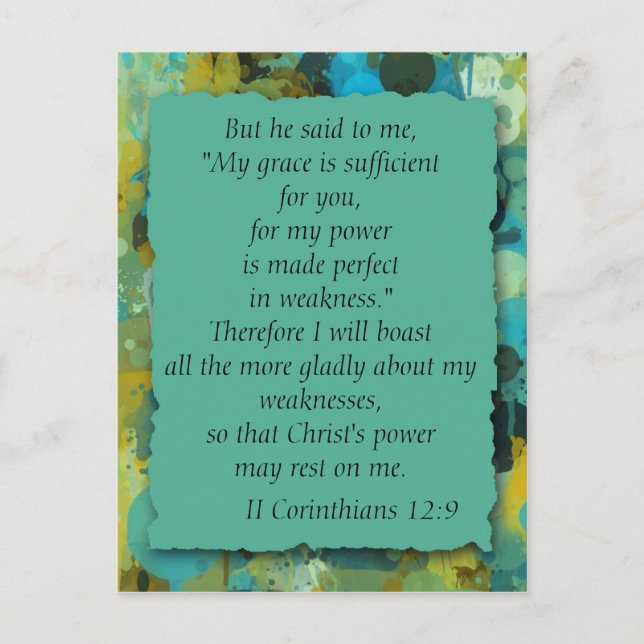 Inspirational Christian Bible God's Grace Postcard Vykort (Framsida)