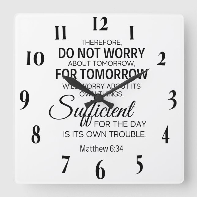 Inspirational Christian Bible Verse Fyrkantig Klocka (Framsida)