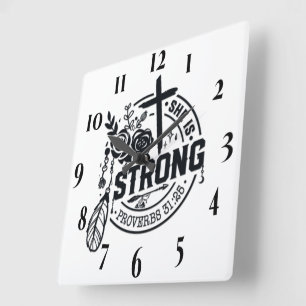 Inspirational Christian Bible Verse Fyrkantig Klocka