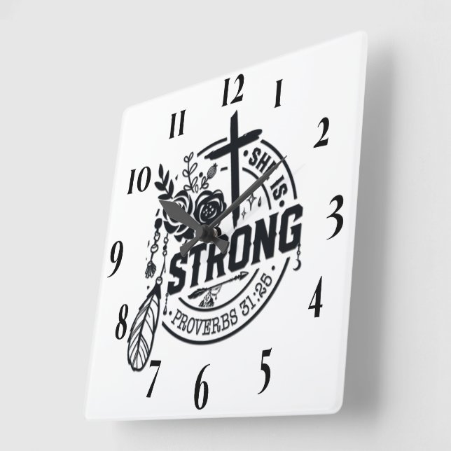 Inspirational Christian Bible Verse Fyrkantig Klocka (Vinkel)