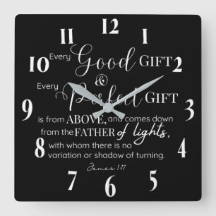 Inspirational Christian Bible Verse Fyrkantig Klocka