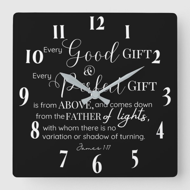 Inspirational Christian Bible Verse Fyrkantig Klocka (Framsida)