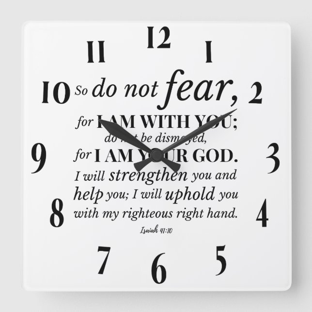 Inspirational Christian Bible Verse Fyrkantig Klocka (Framsida)