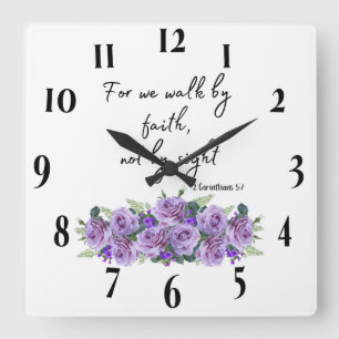Inspirational Christian Bible Verse Fyrkantig Klocka