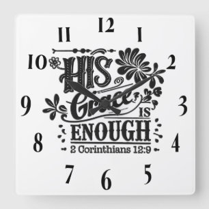 Inspirational Christian Bible Verse Fyrkantig Klocka