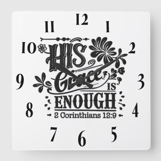 Inspirational Christian Bible Verse Fyrkantig Klocka (Framsida)